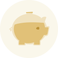 Yellow piggy bank graphic