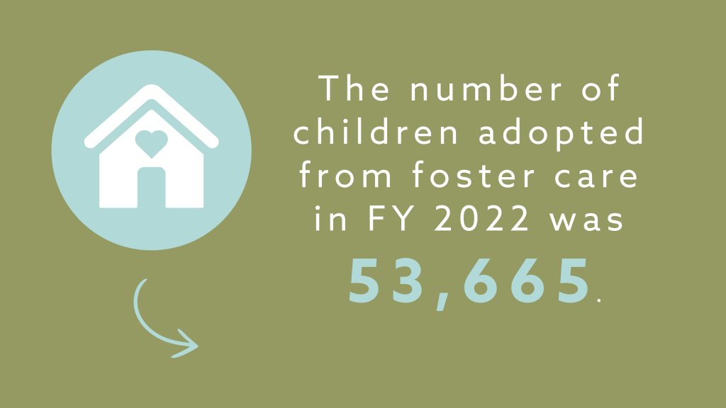 The number of children adopted from foster care in FY 2022 was 53,665.