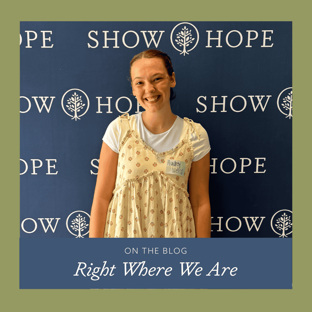 Blog post titled "Right Where We Are" featuring Audrey Wells